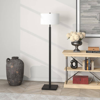 Hudson+Canal Flaherty 62.32 in. Blackened Bronze Floor Lamp with Fabric Shade