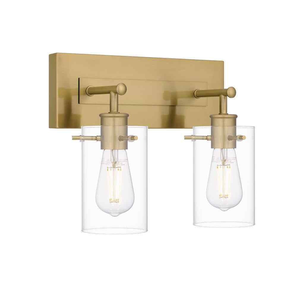 Hampton Bay Regan 12.75 in. 2-Light Brushed Gold Vanity Light