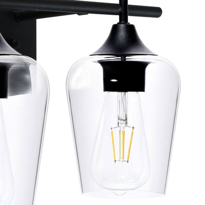 Merra 2-Light Matt Black Vanity Light Bathroom with Clear Glass Shades