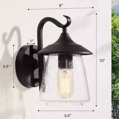 LNC Modern Frosted Black Porch Outdoor Wall Sconce 1-Light Exterior Lantern