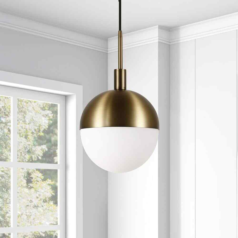 Meyer&Cross Orb 1-Light Large Globe Brass and Frosted Glass Pendant PD0333