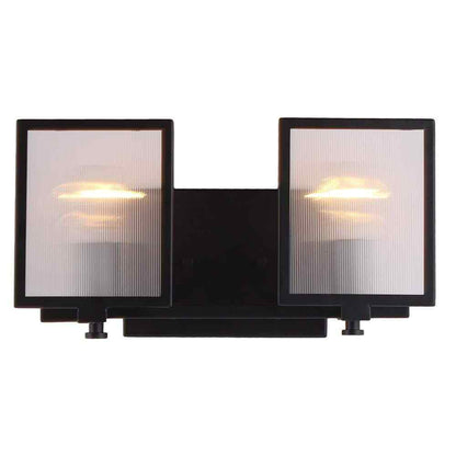 Eglo Henessy 2-Light Black and Brushed Nickel Bath Light with Reeded Glass