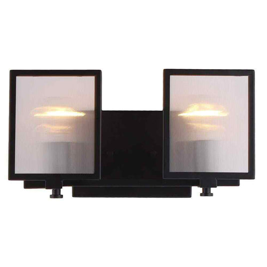 Eglo Henessy 2-Light Black and Brushed Nickel Bath Light with Reeded Glass