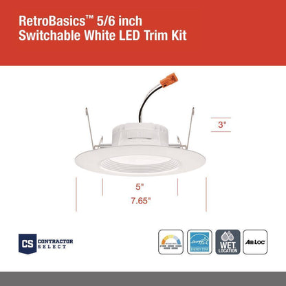 Juno RetroBasics 5/6 in. CCT LED Retrofit White Recessed Light Trim 6-Pack