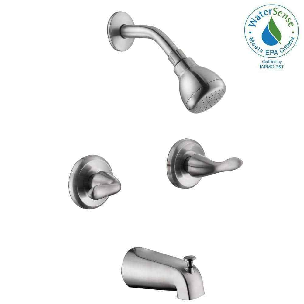 Glacier Bay Constructor 2-Handle 1-Spray Tub and Shower Faucet in Brushed Nickel