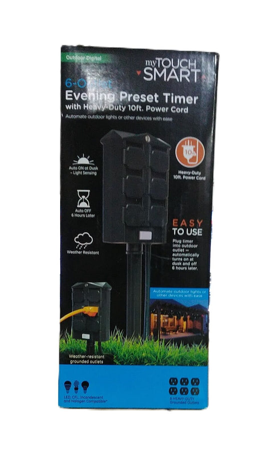 myTouchSmart 6-Hour Photocell Yard Stake Timer w/ 10 ft. Power Cord Green