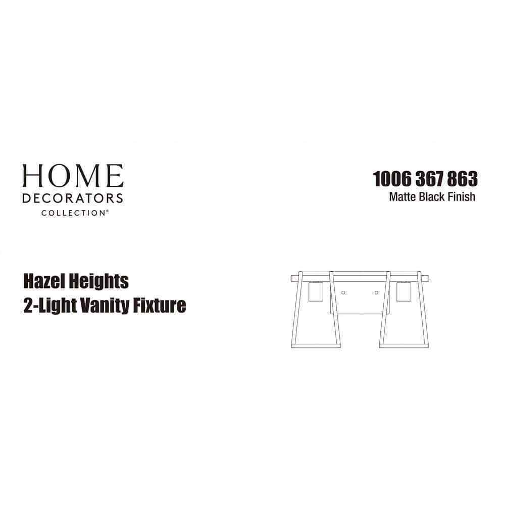 Home Decorators Hazel Heights 2-Light Black Farmhouse Bathroom Vanity Light