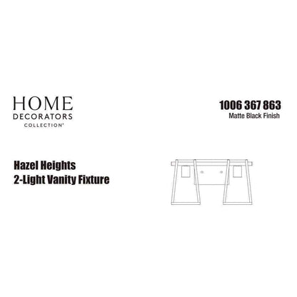 Home Decorators Hazel Heights 2-Light Black Farmhouse Bathroom Vanity Light