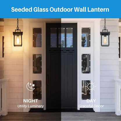 LNC 1-Light Black Square Outdoor Pendant Light Modern Outdoor Hanging Light