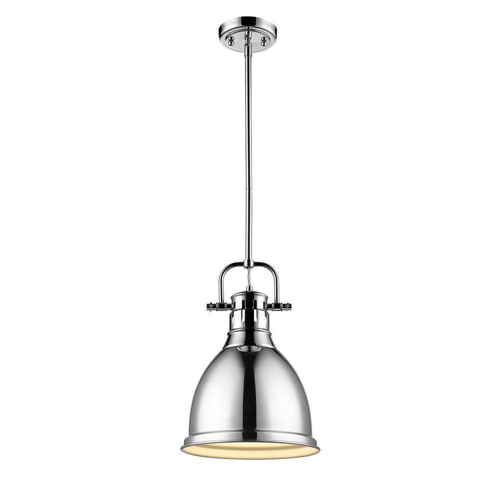 Golden Lighting Duncan 1-Light Pewter 8.8 in. Pendant with Pewter Shade