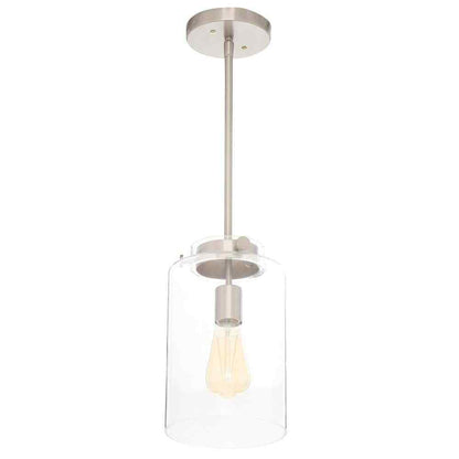 Hampton Bay Mullins 6.75 in. 1-Light Brushed Nickel Mini Pendant