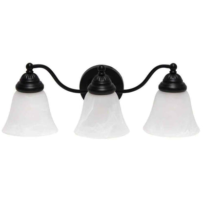 Lalia Home 7.5 in. 3-Light Black and Alabaster Shades Vanity Wall Fixture
