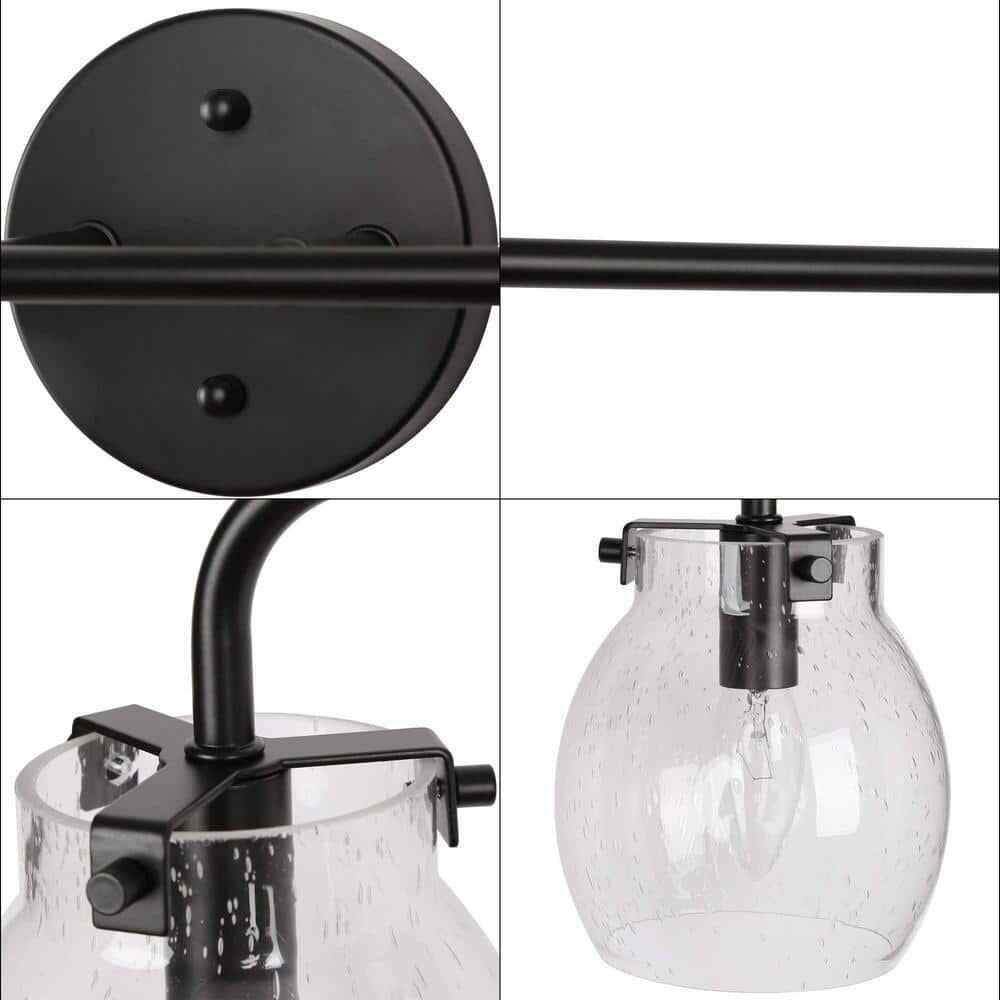 LNC Painted Black 4-Light Modern Black Bathroom Wall Sconce Classic Wall Light