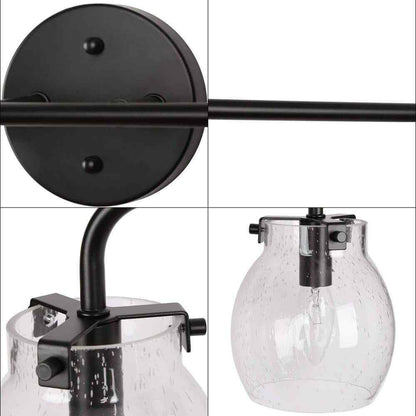 LNC Painted Black 4-Light Modern Black Bathroom Wall Sconce Classic Wall Light