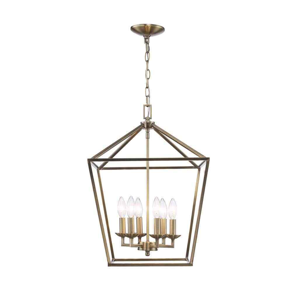 Home Decorators Weyburn 6-Light Brushed Brass Farmhouse Chandelier Light Fixture