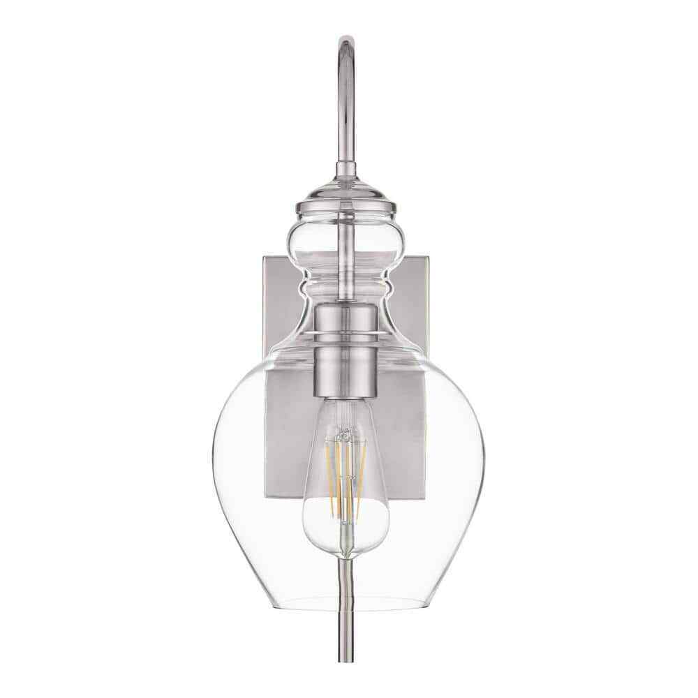 Home Decorators Bakerston 1-Light Polished Nickel Wall Sconce
