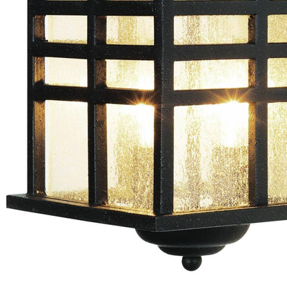 Bel Air Lighting Huntington Black Outdoor Wall Light Fixture with Seeded Glass
