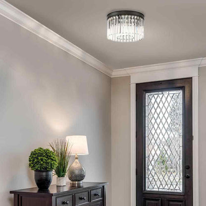 Home Decorators North Falls 13 in. 3-Light Black Flush Mount Light w/ Crystals