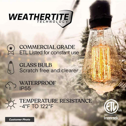 Brightech Ambience Pro 15-Light 48 ft. Outdoor Plug-in Incandescent String-Light