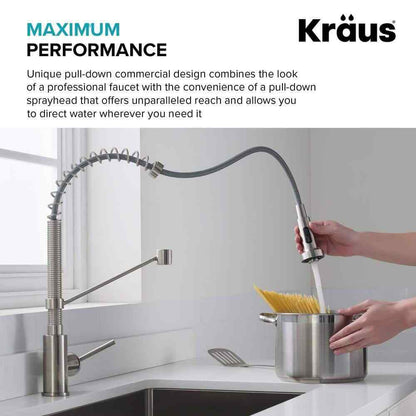 KRAUS Single Handle 18-Inch Pull Down Kitchen Faucet w/ Dual Function Spray Head