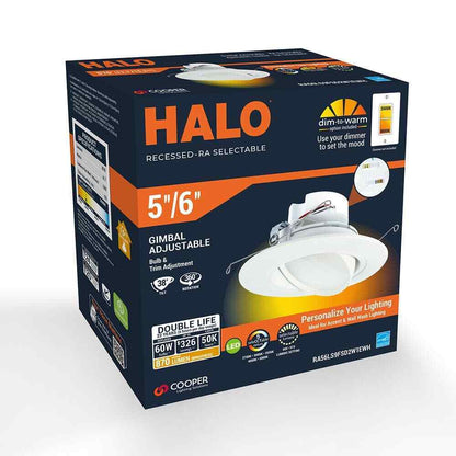 HALO RA 5/6 in. Integrated LED Recessed Light Trim 600 Lumens/1000 Lumens