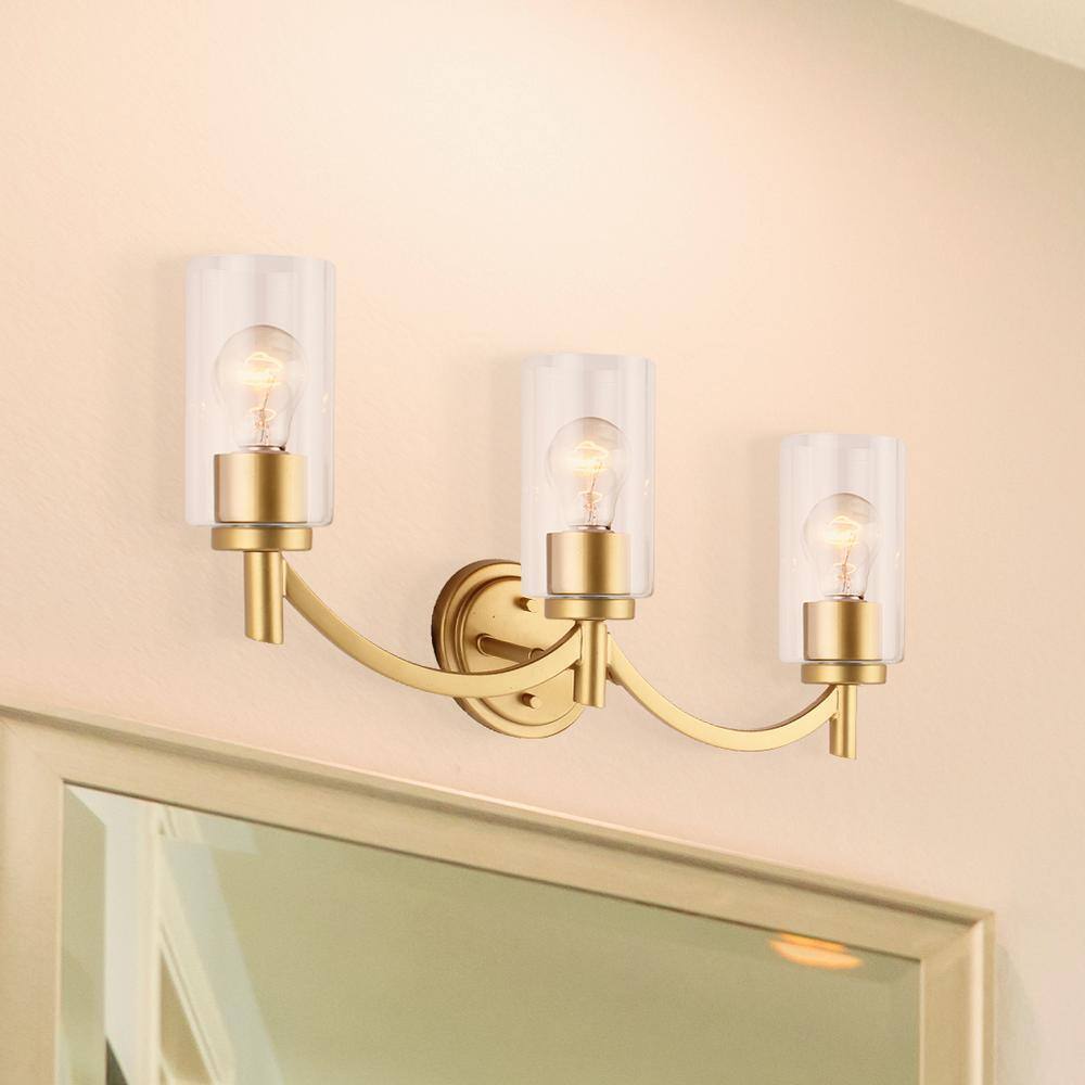 Eglo Devora 22 in. W x 5 in. H 3-Light Antique Gold Bathroom Vanity Light