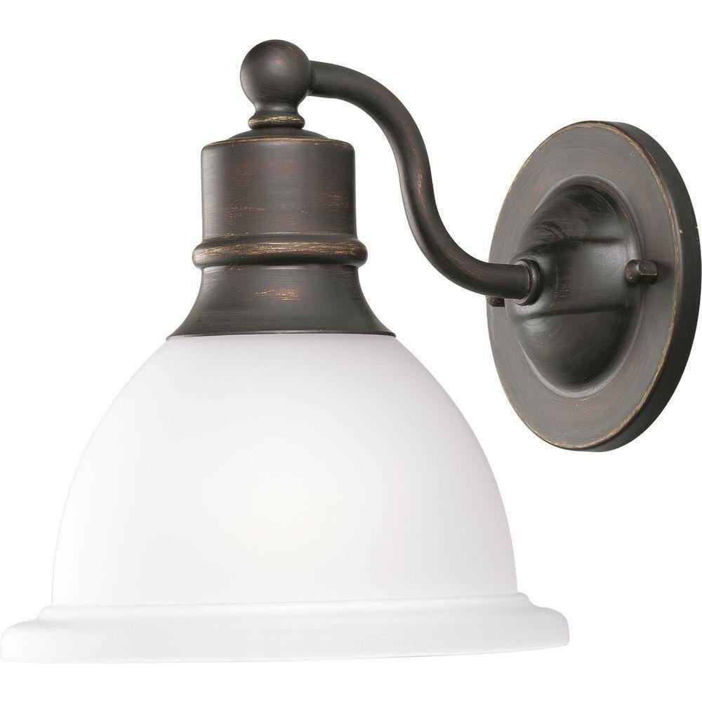 Progress Lighting Madison 1-Light Antique Bronze Glass Traditional Bath Vanity