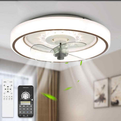 Bella Depot 19 in. Indoor Smart App Control White Ceiling Fan w/ Integrated LED
