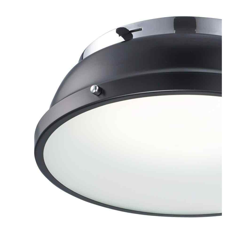 Hampton Bay Taspen 14 in. Black and Chrome LED Flush Mount Ceiling Light Fixture