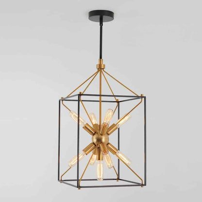 Artika Clyde 25-Watt 9-Light Black and Gold Modern Sputnik Pendant Chandelier