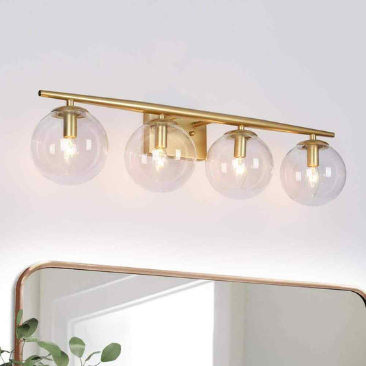 Uolfin Modern Gold Bathroom Vanity 30 in. 4-Light Farmhouse Linear Wall Sconce