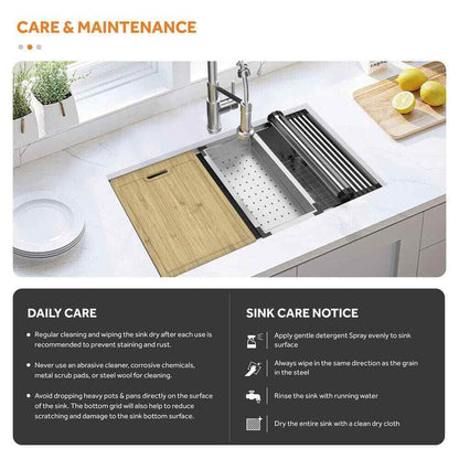 Glacier Bay AiO Zero Radius Undermount 16G SS 30 in. Single Bowl Kitchen Sink