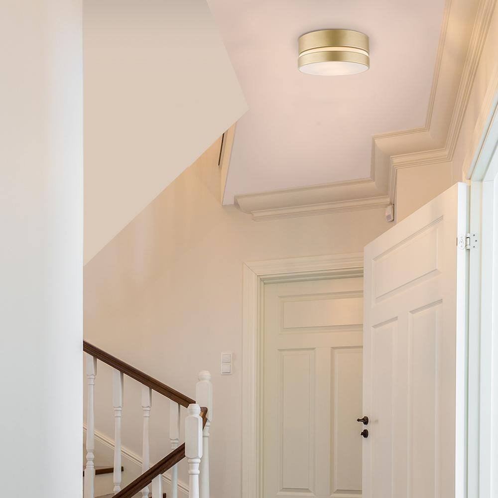 Globe Electric Aurora 2-Light Flush Mount Ceiling Light, Soft Gold Frosted Shade