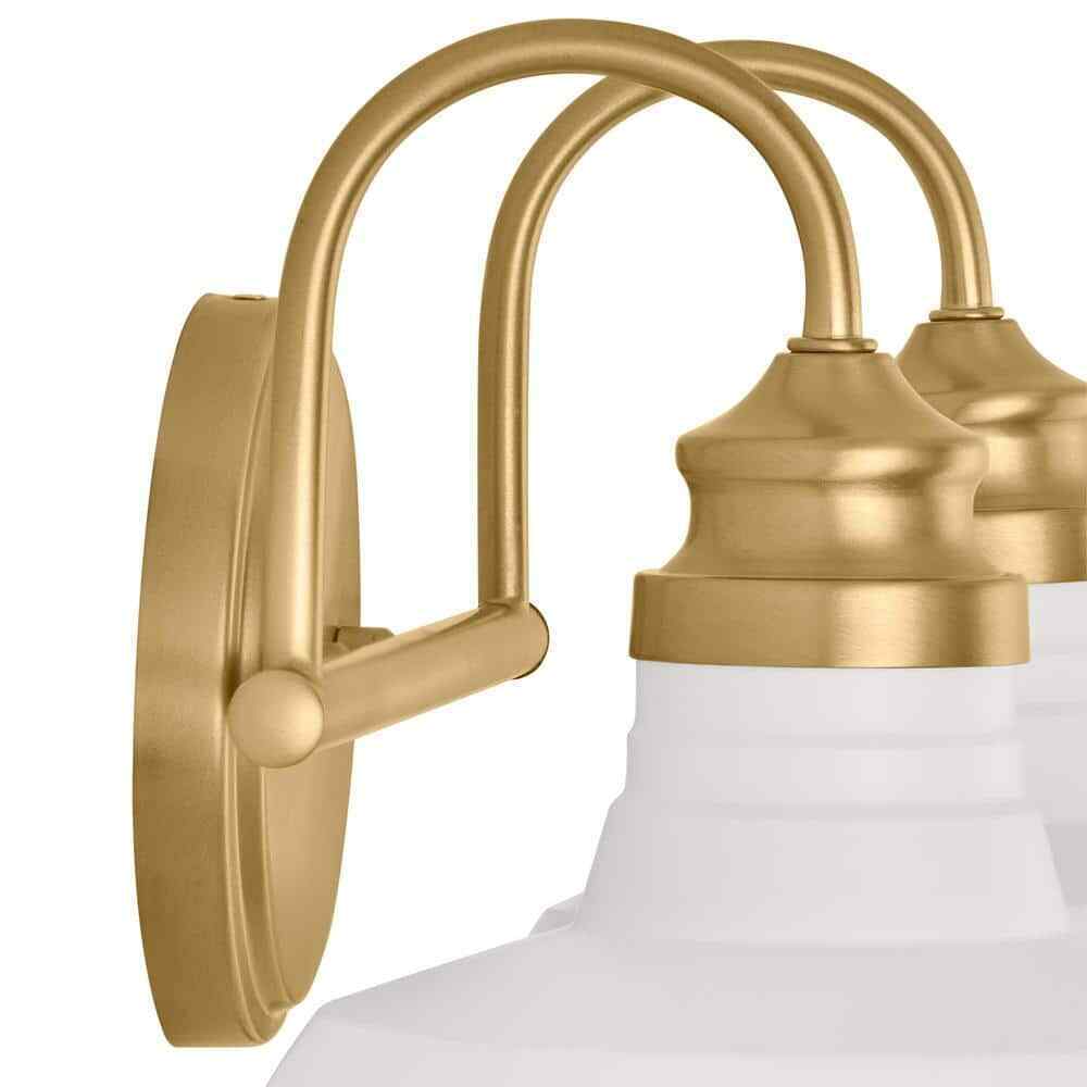Hampton Bay Elmcroft Brushed Gold Farmhouse Bath Vanity Light w/ Metal Shades