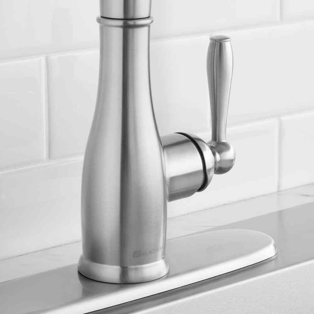 Glacier Bay Mandouri 1-Handle Spring Neck Pull Down Sprayer Kitchen Faucet SS
