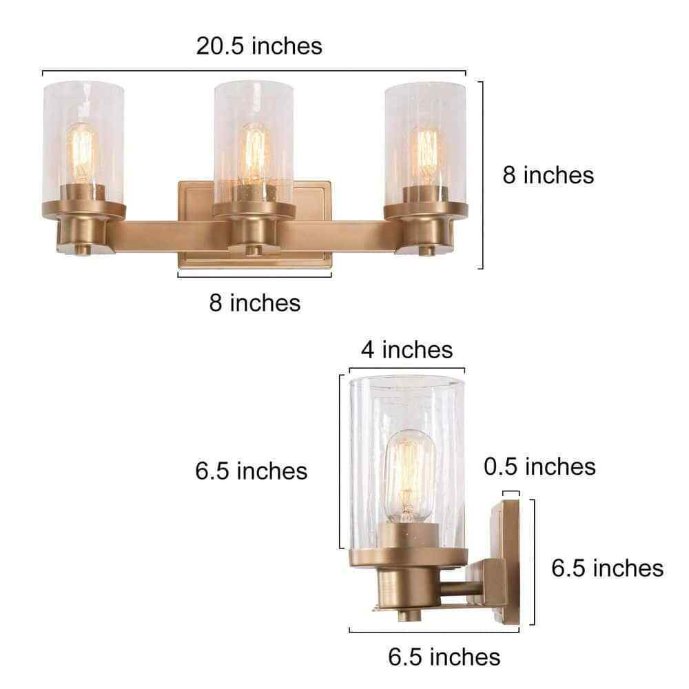 LNC Modern Industrial 3-Light Dark Gold Bathroom Vanity Light