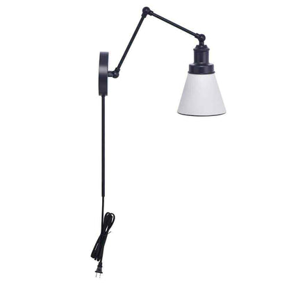 Hampton Bay 1-Light Black Plug-In/Hardwired Swing Arm Wall Lamp