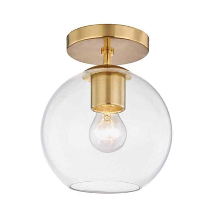 Hampton Bay Vista Heights 8 in 1-Light Aged Brass Semi Flush Mount Ceiling Light