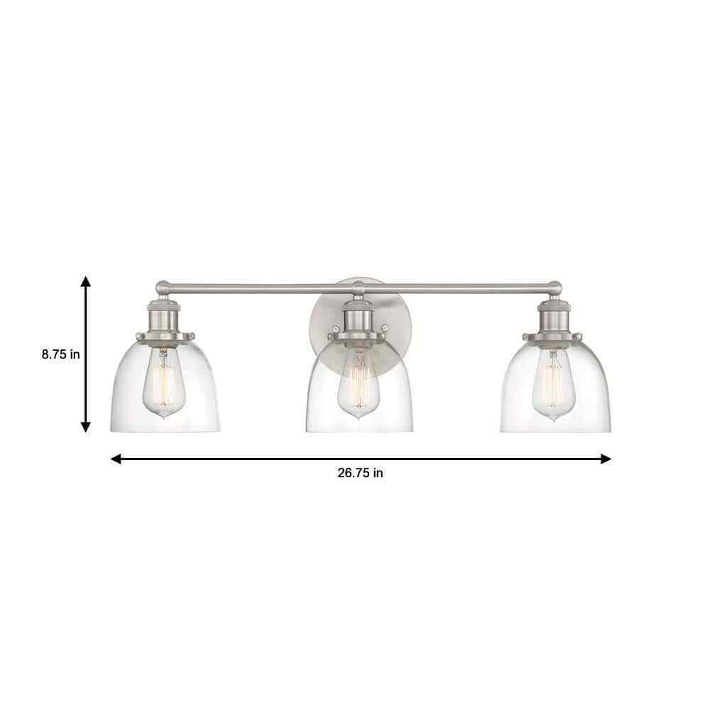 Home Decorators Evelyn 26.75 in. 3-light Brushed Nickel Modern Industrial Vanity