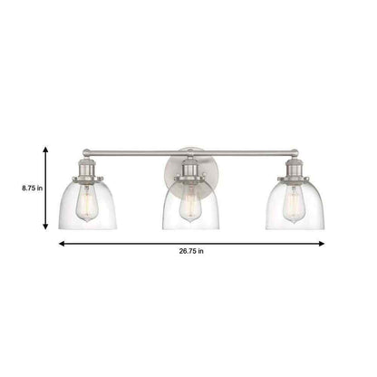 Home Decorators Evelyn 26.75 in. 3-light Brushed Nickel Modern Industrial Vanity
