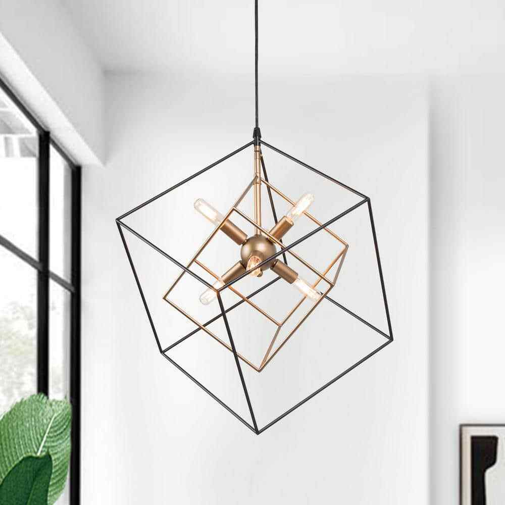 LNC Black Sputnik Candlestick Island Chandelier Linear Square Modern