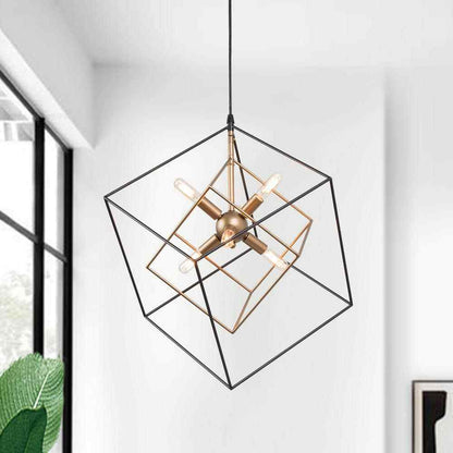 LNC Black Sputnik Candlestick Island Chandelier Linear Square Modern
