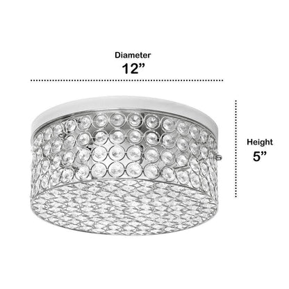 12 in. 2-Light Chrome Round Glam Flush Mount