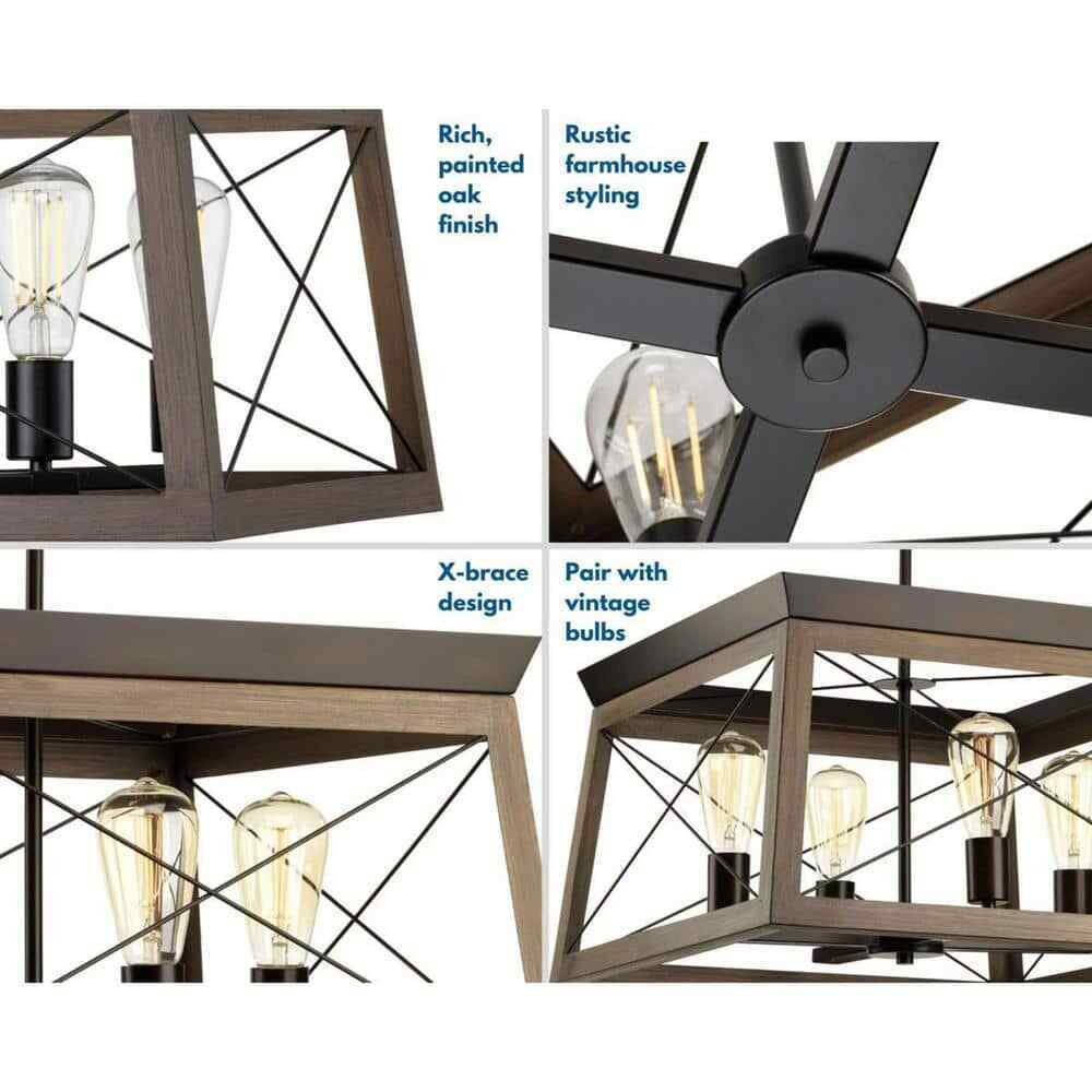 Progress Lighting Briarwood 4-Light Antique Bronze Farmhouse Square Chandelier