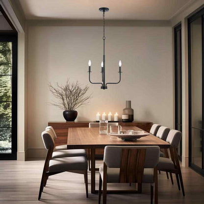 Bel Air Lighting Tennyson 3-Light Black Candle Chandelier Light Fixture 11653 BK