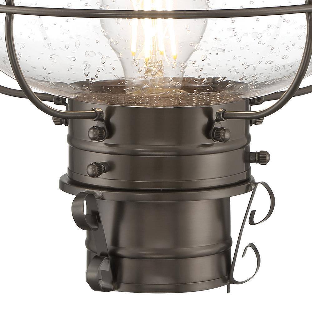NORWELL Medium Classic Onion 1-Light Bronze Outdoor w/ Seedy Glass Post Lantern