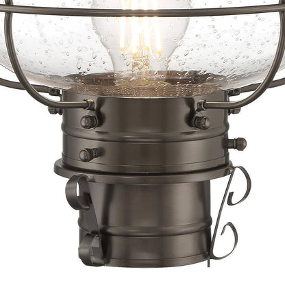 NORWELL Medium Classic Onion 1-Light Bronze Outdoor w/ Seedy Glass Post Lantern