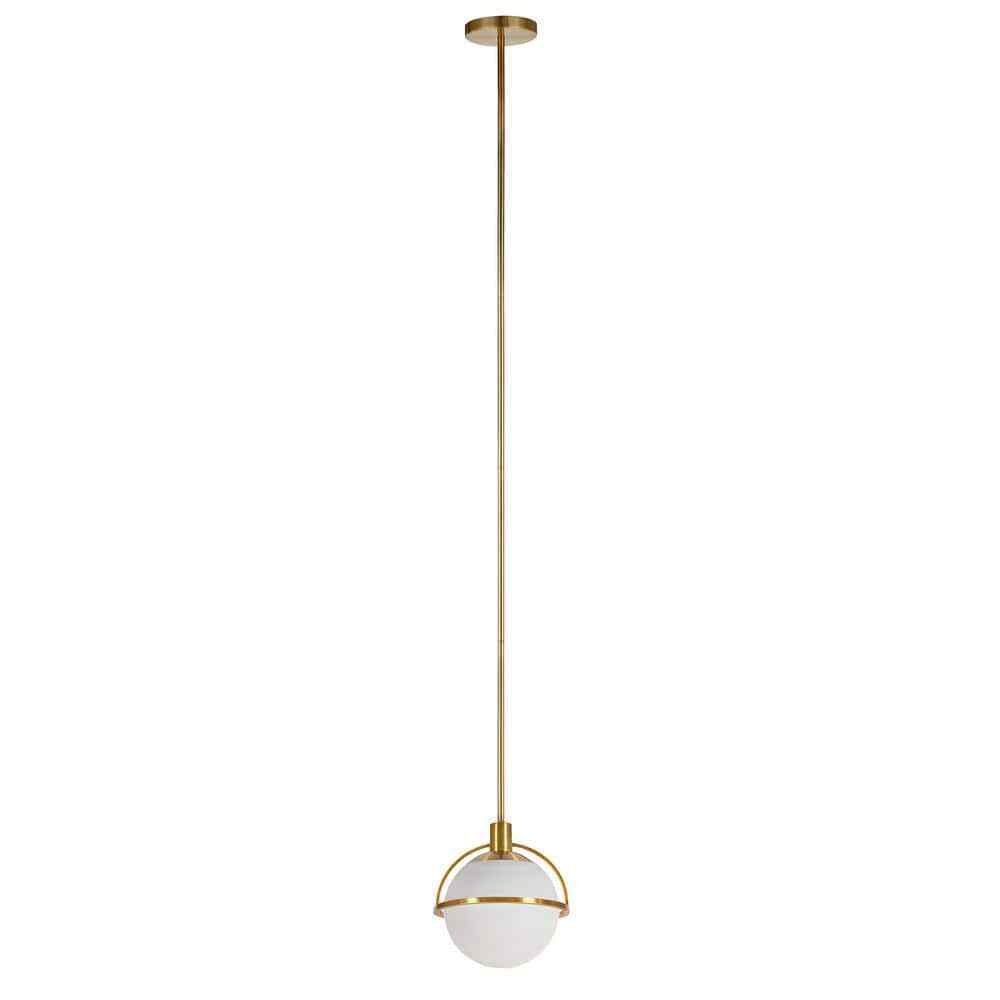 Meyer&Cross Cieonna 1-Light Brass Pendant with White Milk Glass Shade