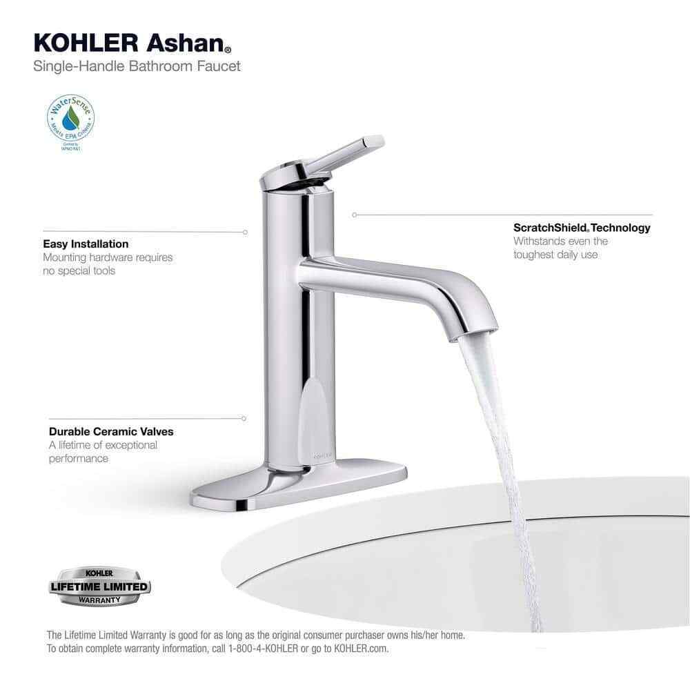 KOHLER Ashan Single Hole Single-Handle Bathroom Faucet in Polished Chrome