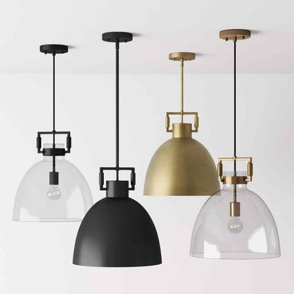 Nathan James Leigh 1-Light Antiqued Brass Shaded Pendant Light